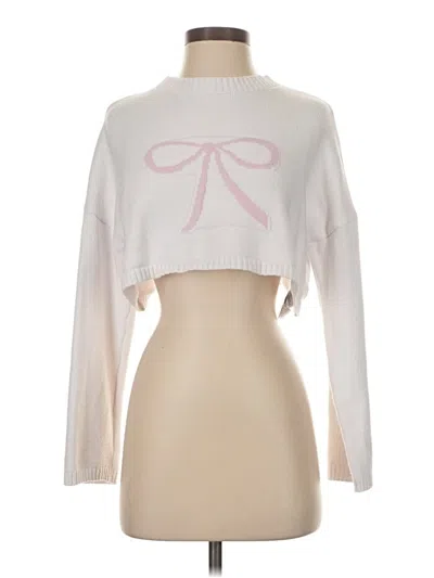 Pre-owned Edikted Pullover Sweater In White