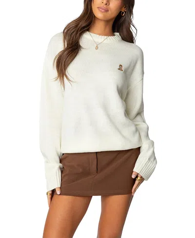 EDIKTED PUPPY LOVE EMBROIDERED SWEATER