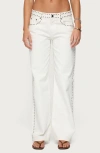 Edikted Quincy Studded Low Rise Baggy Jeans In White