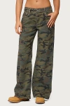 Edikted Quincy Studded Low Rise Jeans In Olive/washed, Women's At Urban Outfitters In Green