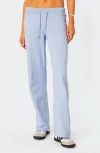 Edikted Quinn Cotton Blend Straight Leg Sweatpants In Light-blue