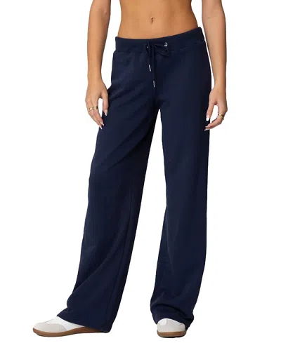 Edikted Quinn Straight Leg Sweatpants In Navy