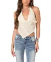 Edikted Quinta Lacy Triangle Hem Halter Top In Cream