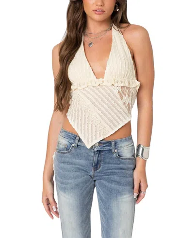 EDIKTED QUINTA LACEY ASYMMETRIC HALTER TOP