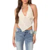 Edikted Quinta Lacy Triangle Hem Halter Top In Cream