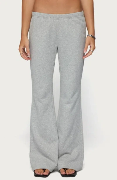 Edikted Rachel Low Rise Flare Sweatpants In Gray-melange