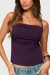 Edikted Rachey Ruched Side Open Back Top In Purple