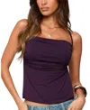 Edikted Rachey Ruched Side Open Back Top In Purple