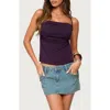 Edikted Rachey Ruched Side Open Back Top In Purple