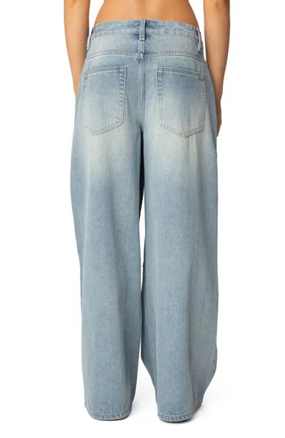 Edikted Rad Low Rise Wide Leg Jeans In Light-blue