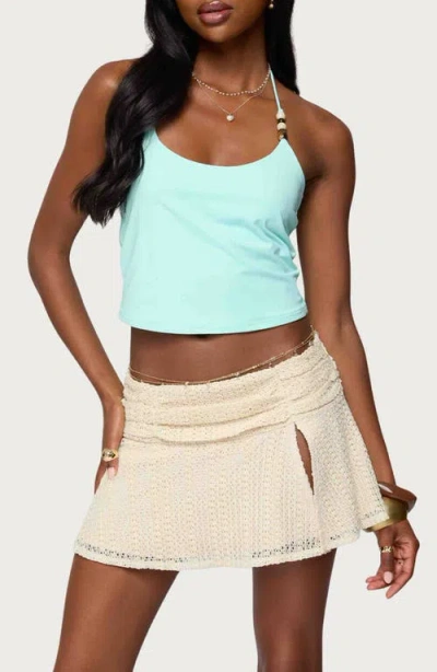 Edikted Radley Beaded Halter Crop Top In Blue