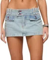 Edikted Rae Denim Mini Skort In Blue