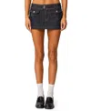 Edikted Rae Denim Mini Skort In Dark Blue