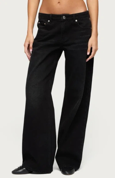 Edikted Raelynn Low Rise Baggy Jeans In Black