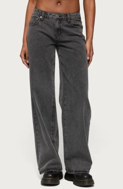 Edikted Raelynn Low Rise Baggy Jeans In Gray