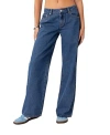 Edikted Raelynn Washed Low Rise Jeans In Blue Washed