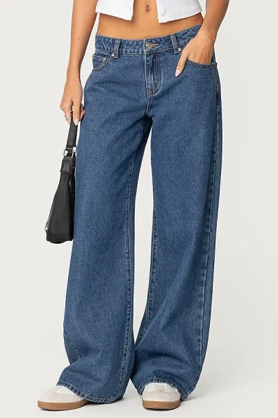 Edikted Raelynn Washed Low Rise Jeans In Blue/washed, Women's At Urban Outfitters