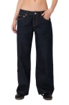 Shop Edikted Raelynn Washed Wide Leg Jeans In Indigo-blue-raw-wash