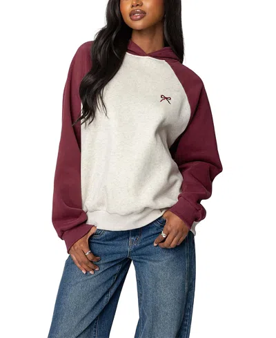 EDIKTED RAGLAN BOW OVERSIZED HOODIE