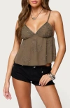 Edikted Raia Beaded Babydoll Camisole In Green
