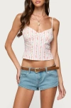 Edikted Raia Floral Stripe Lace Trim Open Back Camisole In Multi