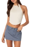 Edikted Raine Curved Halter Top In Cream