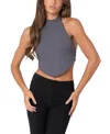Edikted Raine Curved Hem Halter Crop Top In Dark Gray