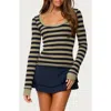 Edikted Rainey Stripe Scoop Neck Long Sleeve Knit Top In Multi