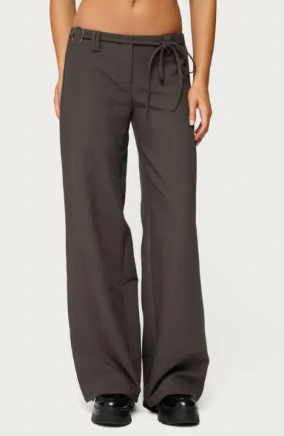 Edikted Raphael Tie Waist Wide Leg Pants In Gray