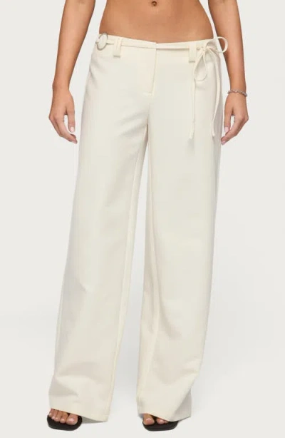 Edikted Raphael Tie Waist Wide Leg Pants In White