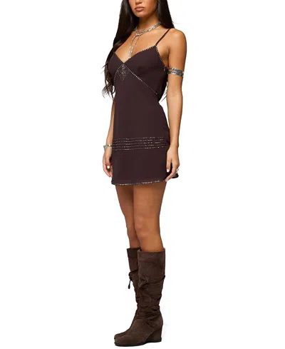 Edikted Women's Raquelle Beaded Mini Dress In Brown