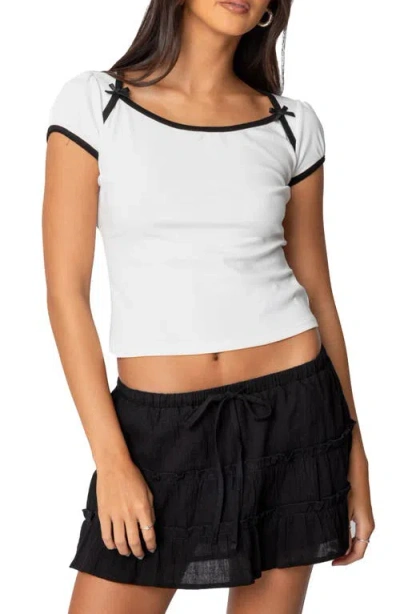 Edikted Rashelle Contrast Bow Top In White