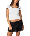 Edikted Rashelle Contrast Bow Top In White