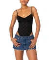 Edikted Raven Eyelet Embroidered Bodysuit In Black