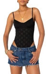 Edikted Raven Eyelet Embroidered Bodysuit In Black