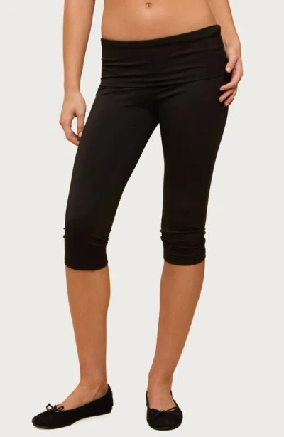 Edikted Ravena Foldover Low Rise Capri Leggings In Black
