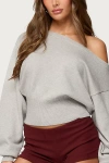 Edikted Ravenna One-shoulder Sweater In Gray