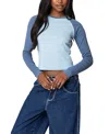 Edikted Raya Long Sleeve T-shirt In Blue