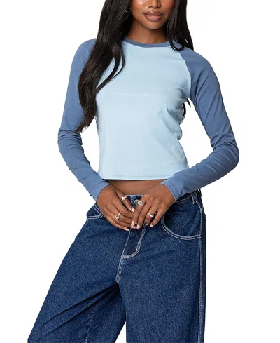 Edikted Raya Long Sleeve T-shirt In Blue