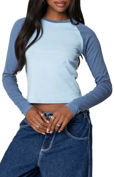 Edikted Raya Long Sleeve T-shirt In Blue