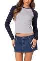 Edikted Women's Raya Long Sleeve T Shirt In Gray-melange