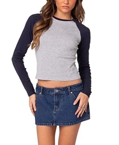 Edikted Women's Raya Long Sleeve T Shirt In Gray-melange