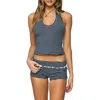 Edikted Reagan Striped Ribbed Halter Top