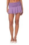 Edikted Rebecca Ruched Mesh Mini Skirt In Purple
