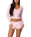 Edikted Rebekah Rib Henley In Pink