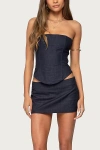Edikted Rebel Linen Look Mini Skort In Navy, Women's At Urban Outfitters In Blue