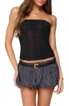 Edikted Reed Sheer Mesh Strapless Top In Black