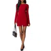 Edikted Reena Open Back Long Sleeve Minidress In Red