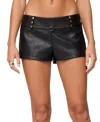 Edikted Reese Studded Faux Leather Micro Shorts In Black