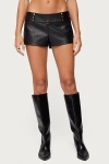 Edikted Reese Studded Faux Leather Micro Shorts In Black